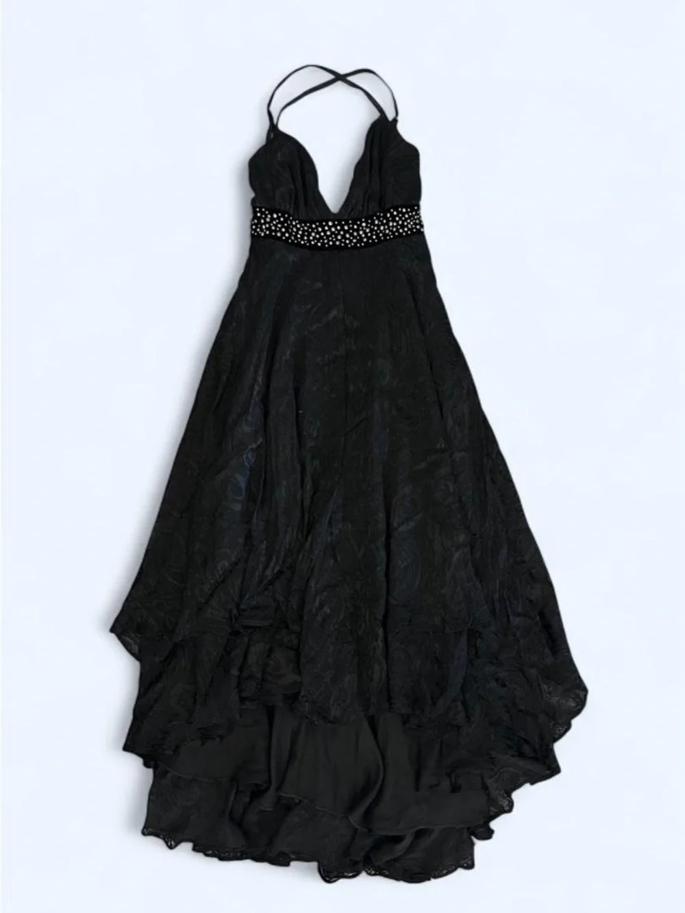 Y2K Bebe Black Studded High Low Formal Dress - Picture 6 of 9